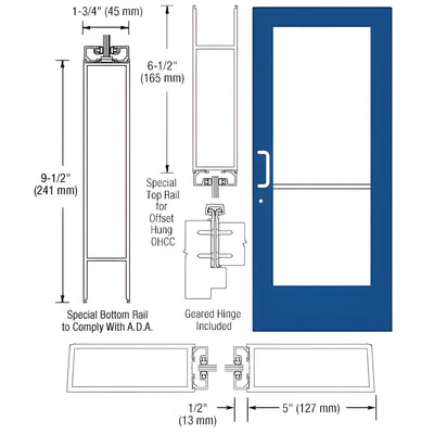 CRL-U.S. Aluminum Custom 550 KYNAR® Wide-Stile Door, Geared Hinge