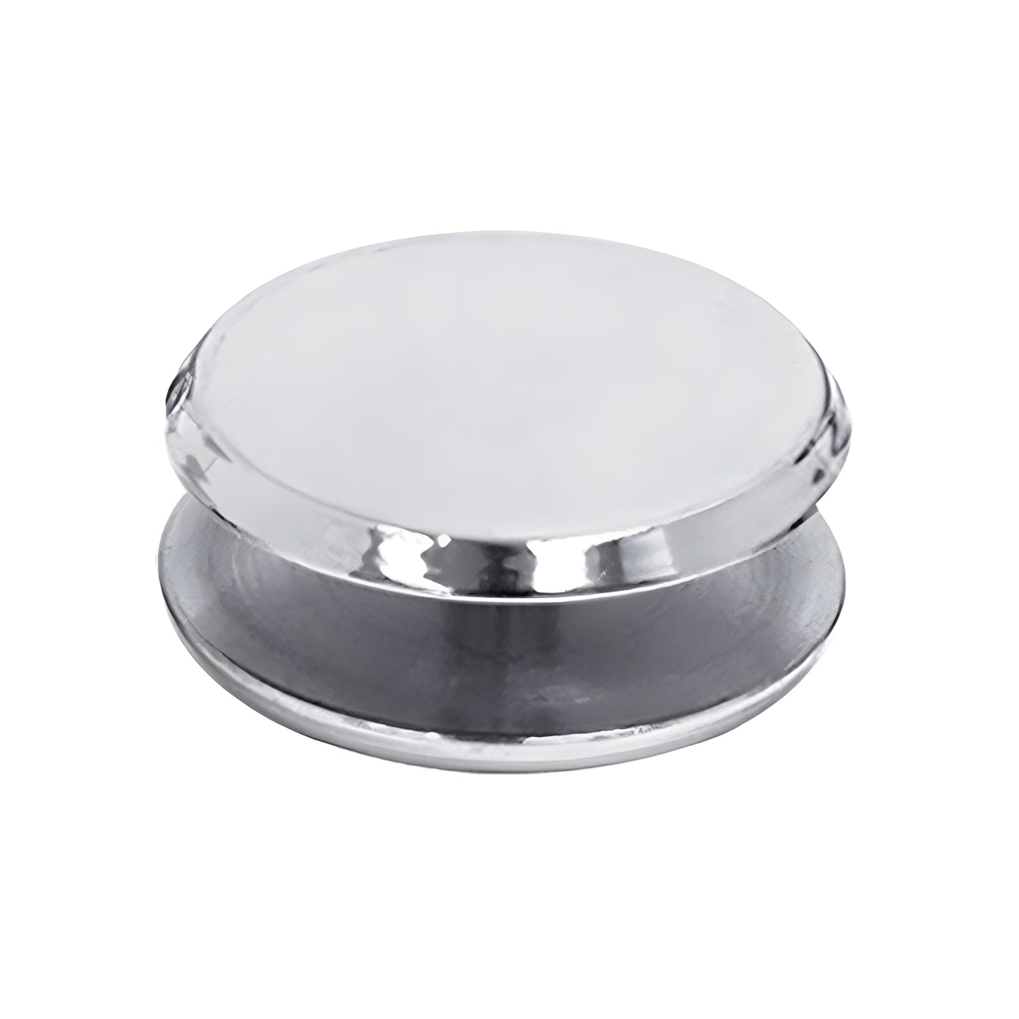 Polished chrome CRL Mini Mall front clamp (SKU MC112CH), 1-1/2" round clamp for 3/8-1/2" tempered glass