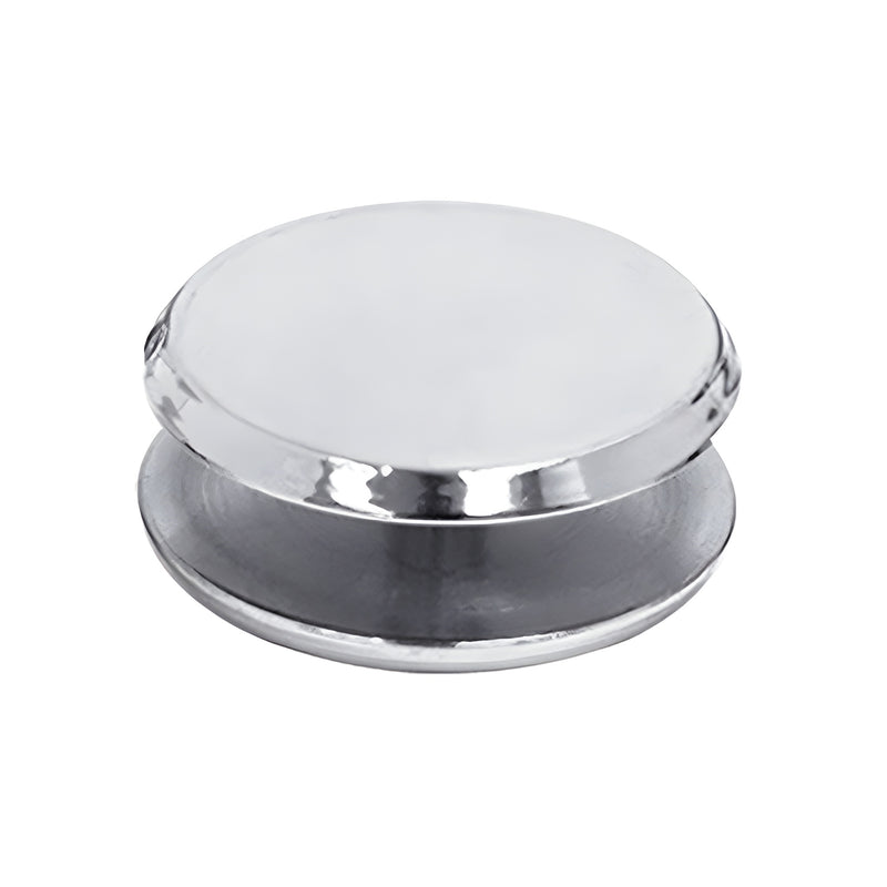 Polished chrome CRL Mini Mall front clamp (SKU MC112CH), 1-1/2" round clamp for 3/8-1/2" tempered glass