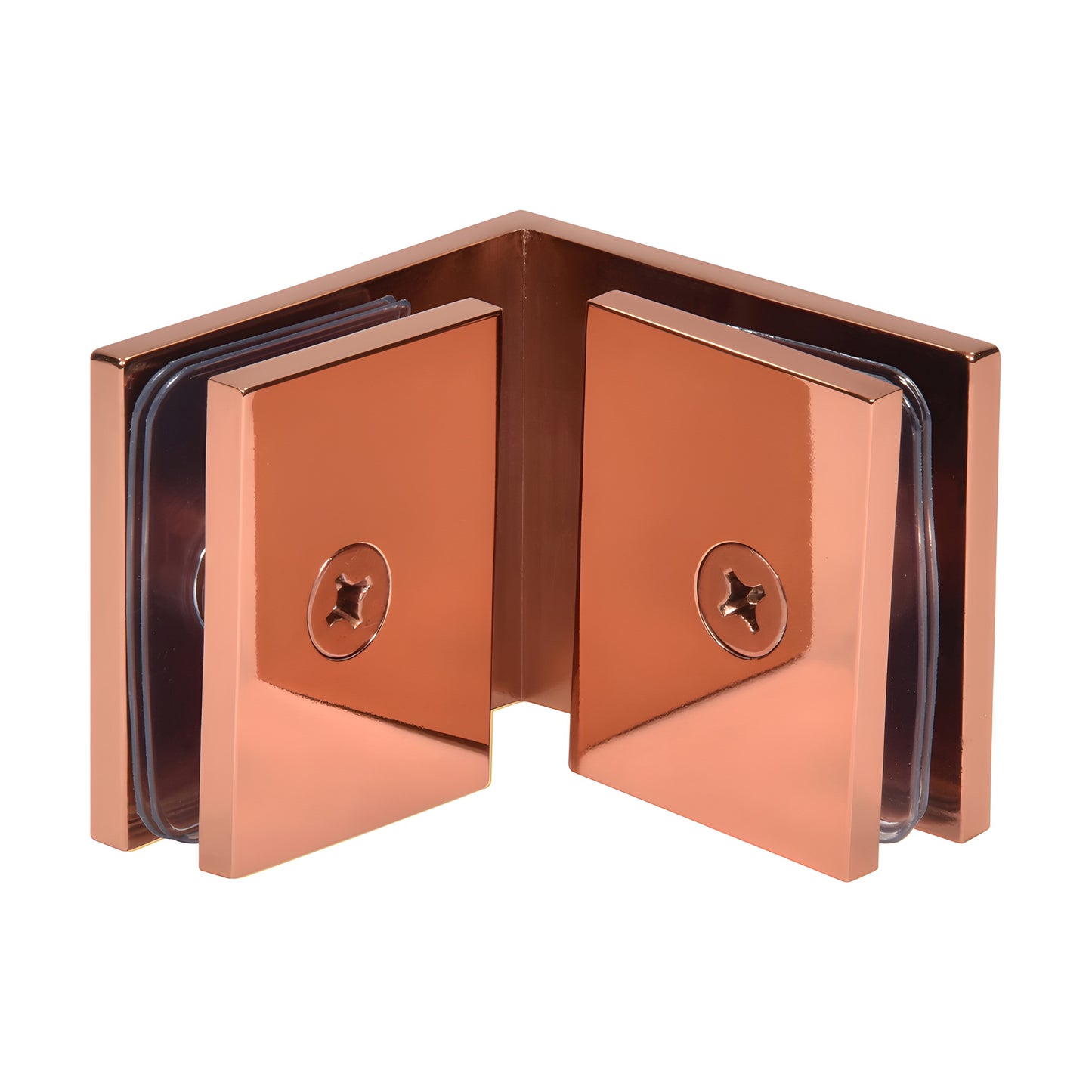 SGC90RG rose gold 90 glass-to-glass solid brass clamp for 3/8-1/2" frameless shower panels