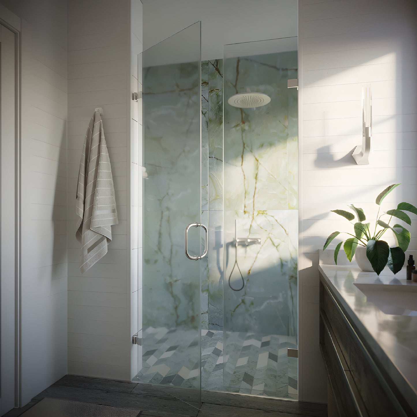 Lugano LUG180RCH polished chrome concealed glass-to-glass shower hinge for 8-10mm tempered glass