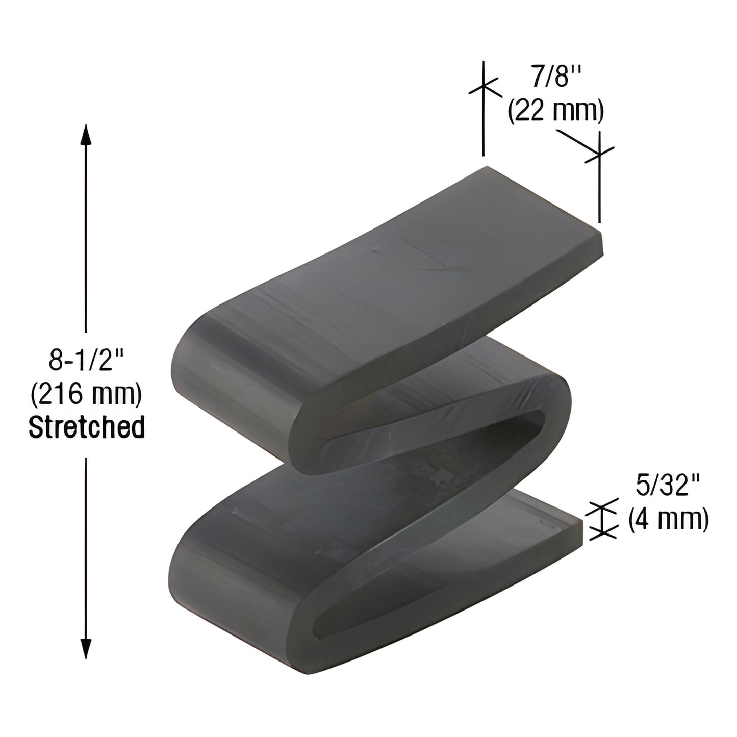 CRL WB600 mill-finish gray S-shaped rubber edge block for 1" (25mm) glazing, deep-pocket vertical support.