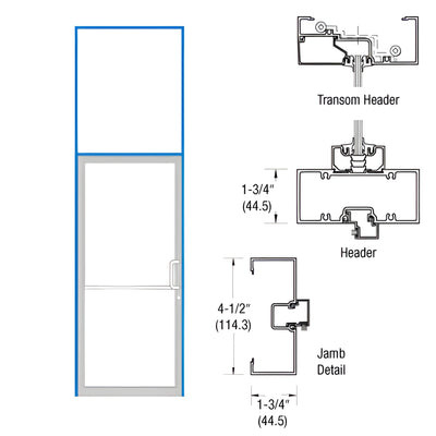 CRL-U.S. Aluminum RH Clear Anodized Transom Frame, Butt-Hinge Prep