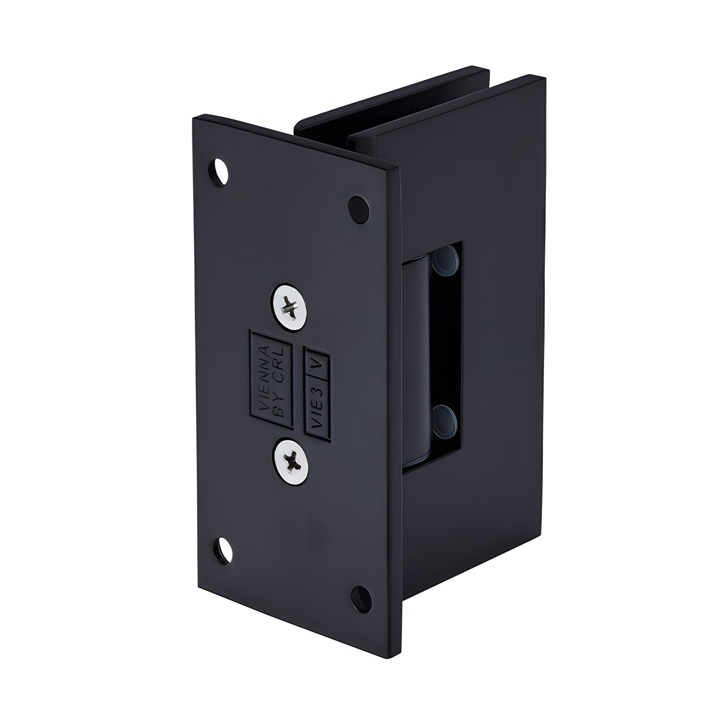 Matte black Vienna heavy-duty brass shower door hinge V1E037MBL, wall-mount full back plate for 3/8-1/2 glass