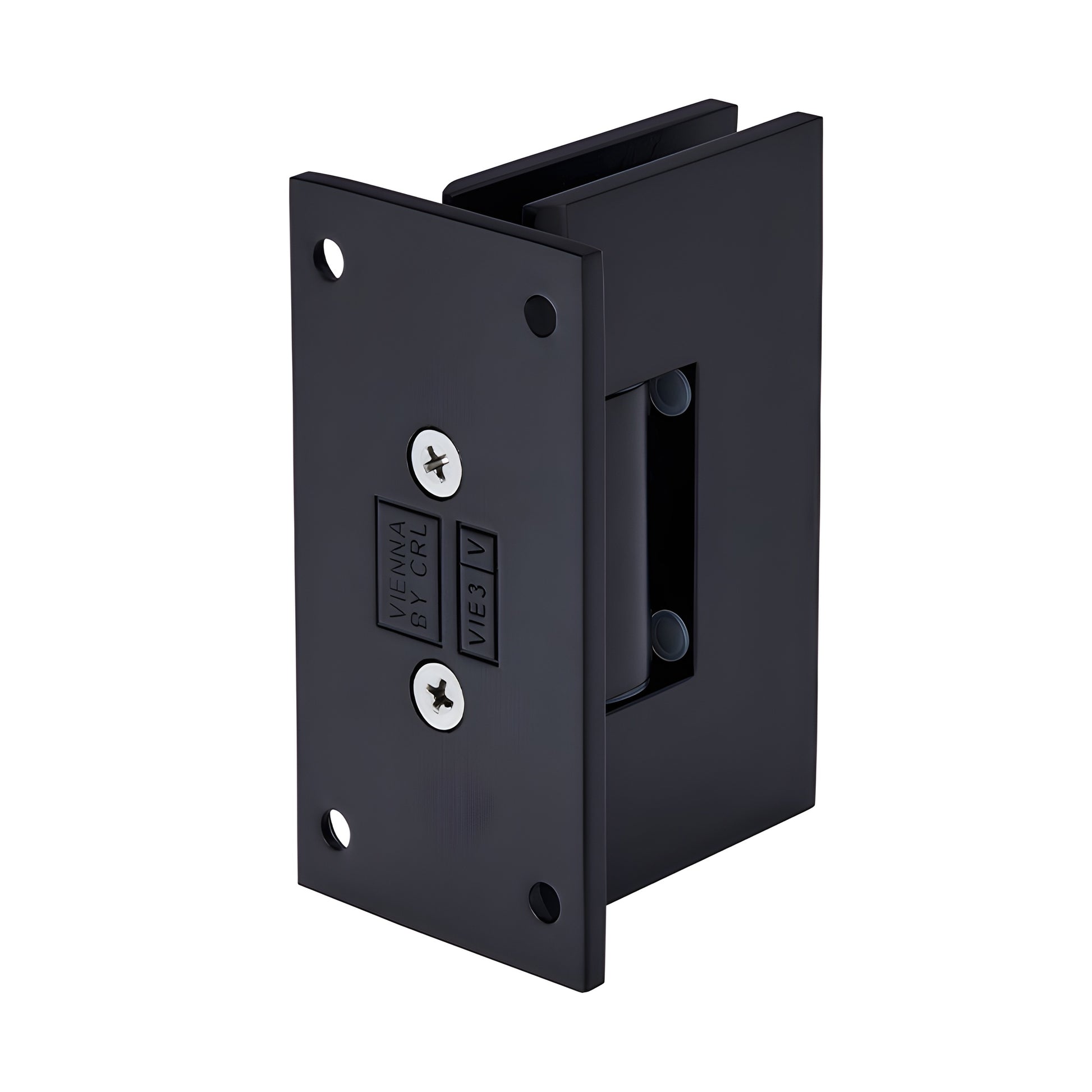 Matte black Vienna heavy-duty brass shower door hinge V1E037MBL, wall-mount full back plate for 3/8-1/2 glass