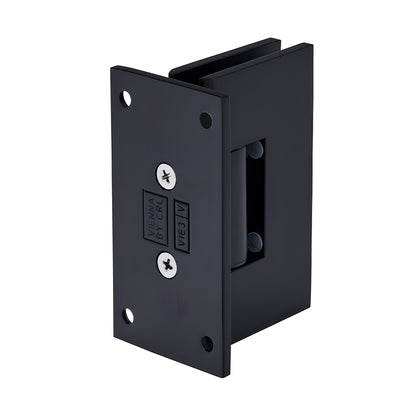 Matte black Vienna heavy-duty brass shower door hinge V1E037MBL, wall-mount full back plate for 3/8-1/2 glass