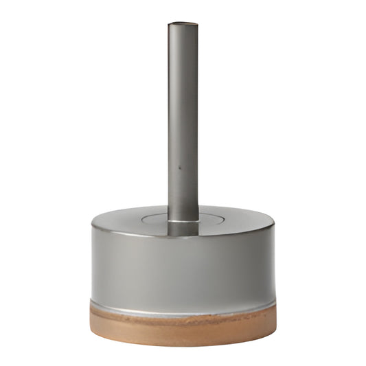 PD214 metal-bond diamond glass drill bit, 2-1/4" head with 3/8" reduced round shank, gray body and copper cutting edge.