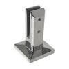 FWCS22PS polished 2205 duplex stainless steel surface-mount friction-fit glass spigot, square 100mm base for 12mm glass.
