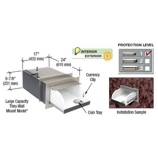 CRL Large Capacity Thru-Wall Transaction Drawer for Secure Transactions and Easy Access