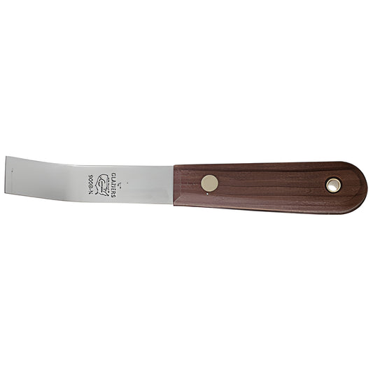 CRL Lamson SKU 900B34: 3/4 bent stiff glazing knife, 35 steel blade with wood handle.