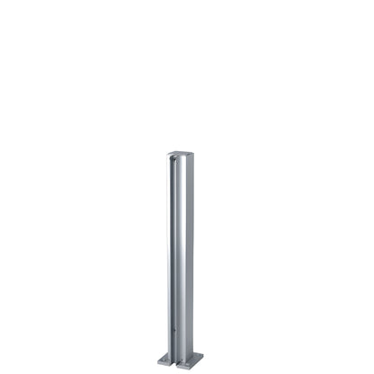 Satin anodized aluminum 12" square partition post (D990A12E) with U-channel glazing for 1/4" glass.