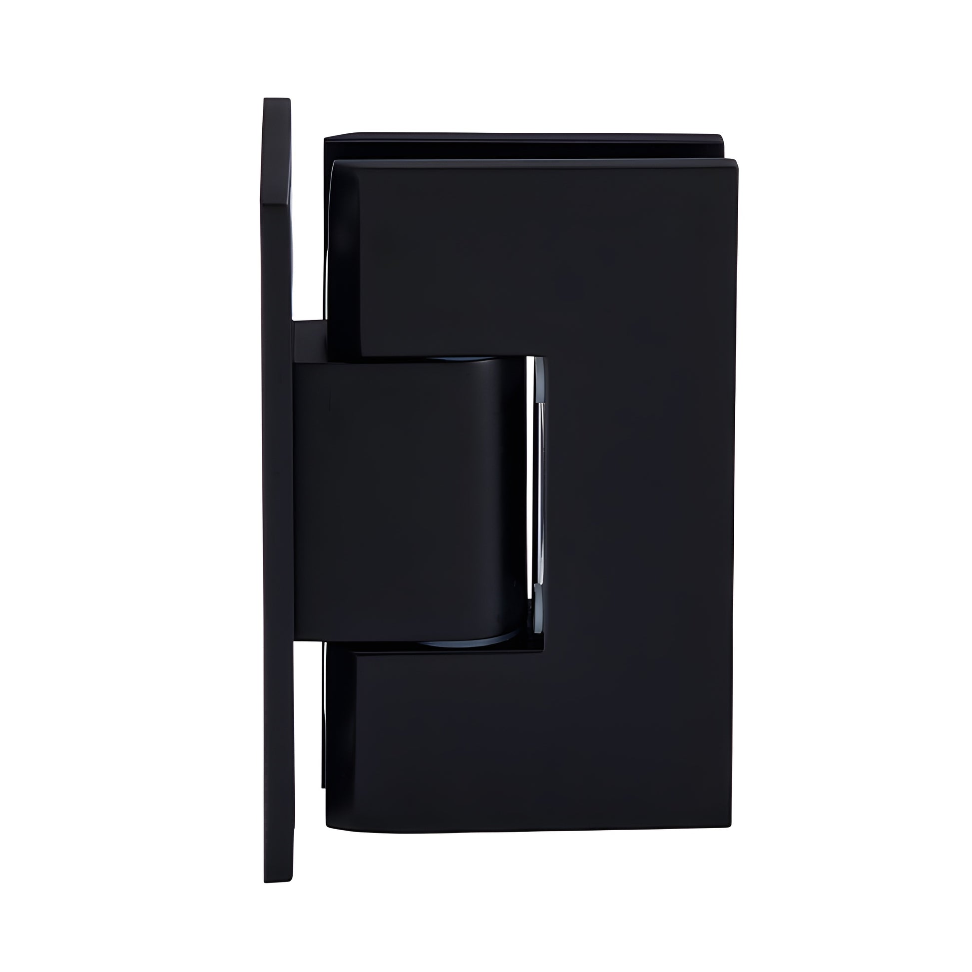 Matte black Vienna heavy-duty brass shower door hinge V1E037MBL, wall-mount full back plate for 3/8-1/2 glass