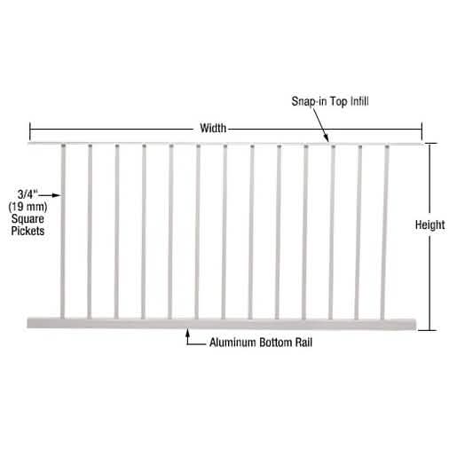 CRL Sky White Picket Panel 60"x36" - 200, 300, 350, 400 Series for modern railing systems.