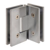 Brushed chrome square-profile Vienna glass-to-glass shower hinge, 90 pivot for 10-12mm (3/8-1/2") tempered glass