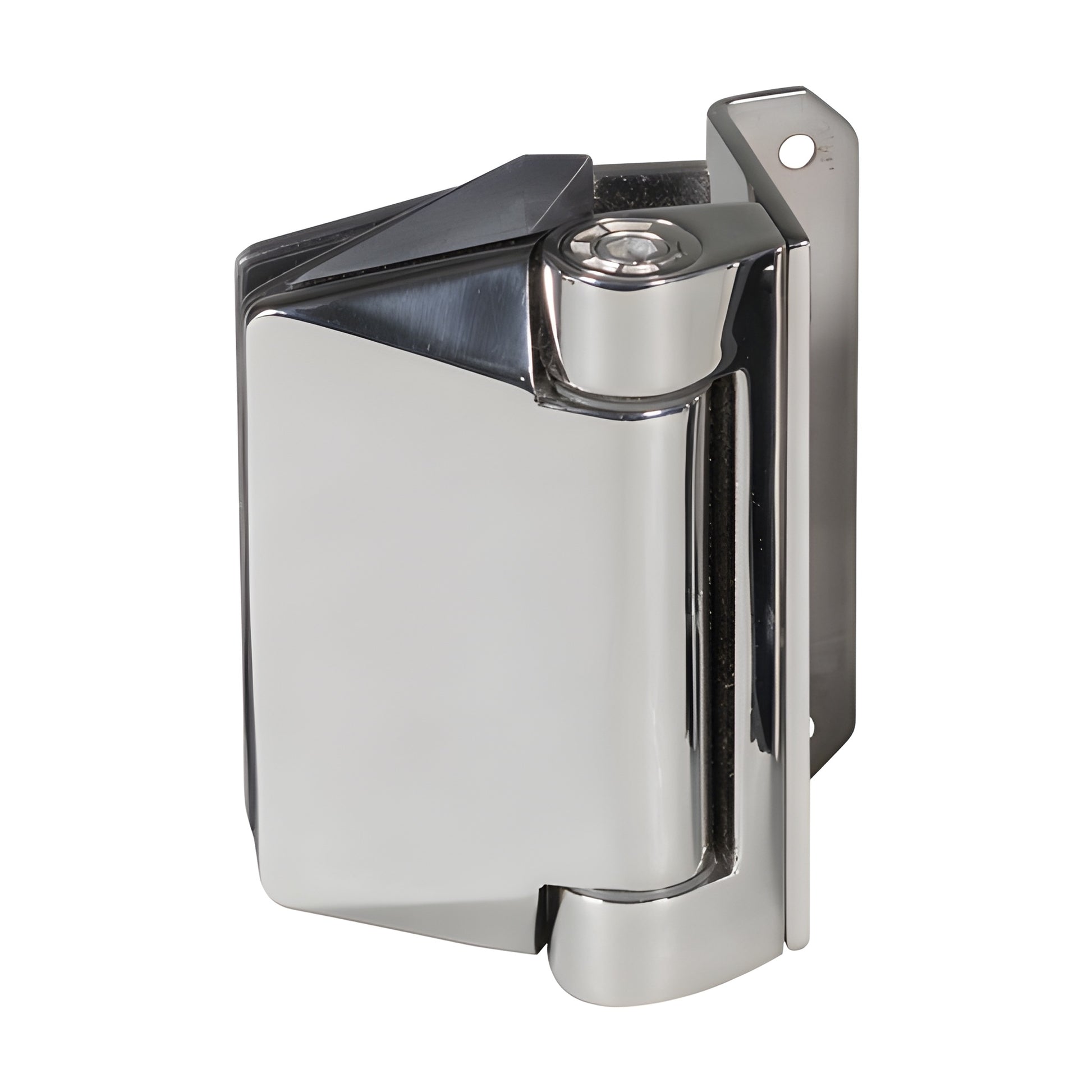 Polished stainless steel soft-close hinge for frameless glass gates (CRL Polaris 125, SKU P0L544125PS)