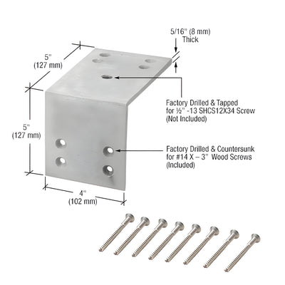 CRL Zinc-Plated Wood Mount L-Angle Bracket Kit, 1/2-13 Thread