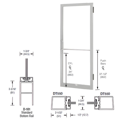 CRL-U.S. Aluminum 250 Clear Anodized Narrow-Stile Offset Door 3'x7'