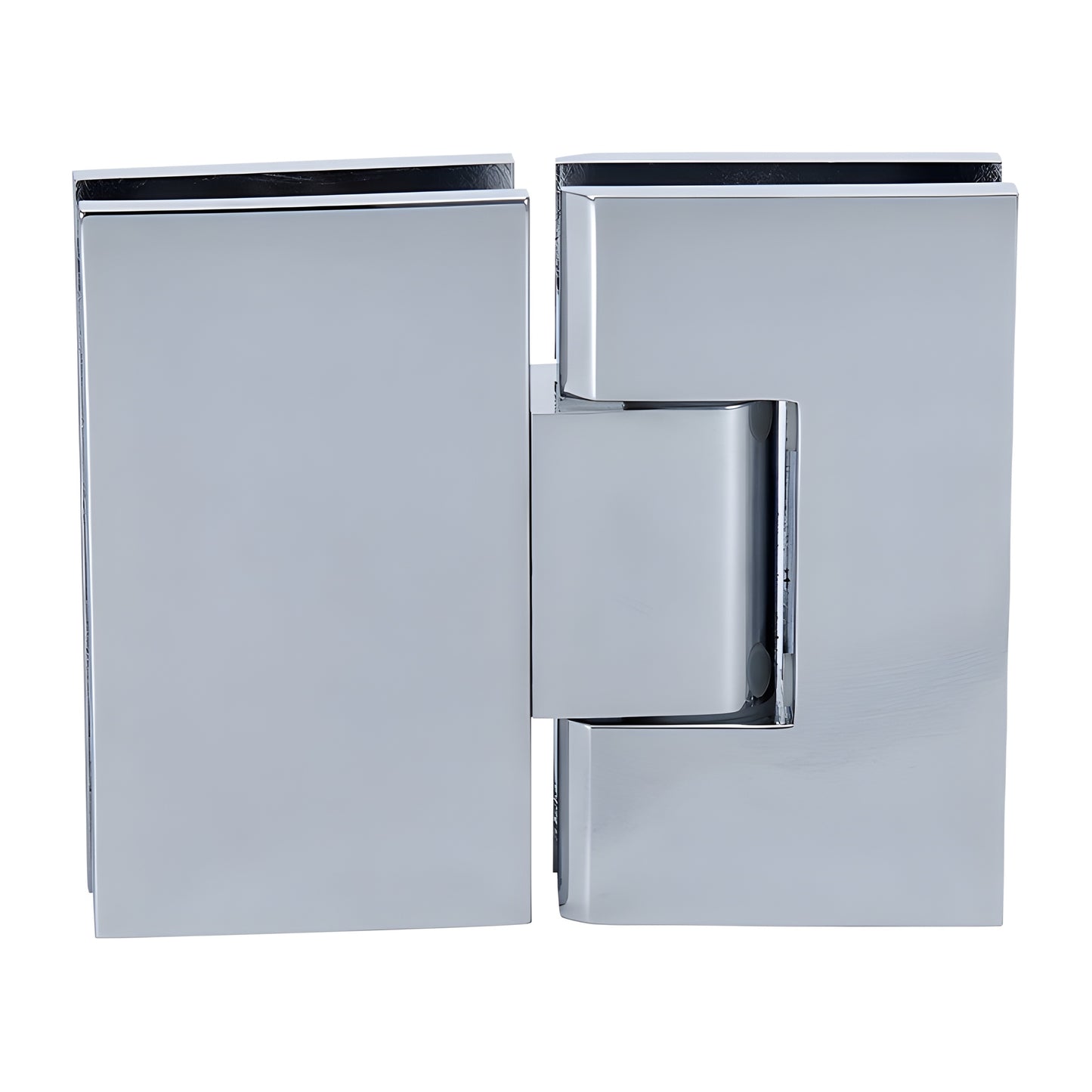 V1E380CH polished chrome Vienna adjustable glass-to-glass shower hinge, squared brass design for 10-12mm glass.