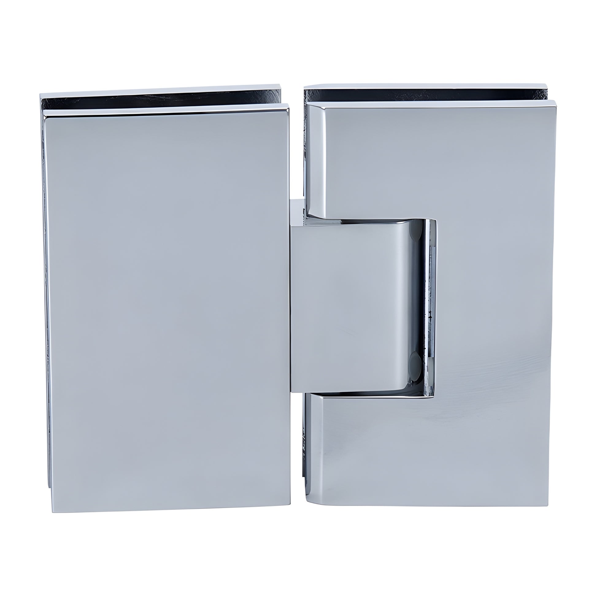 V1E380CH polished chrome Vienna adjustable glass-to-glass shower hinge, squared brass design for 10-12mm glass.