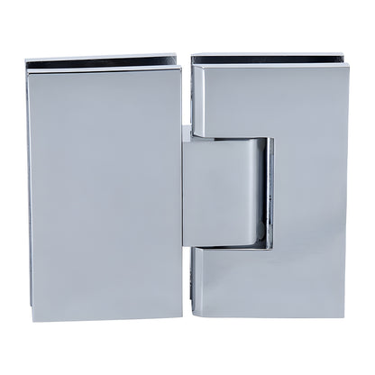 V1E380CH polished chrome Vienna adjustable glass-to-glass shower hinge, squared brass design for 10-12mm glass.