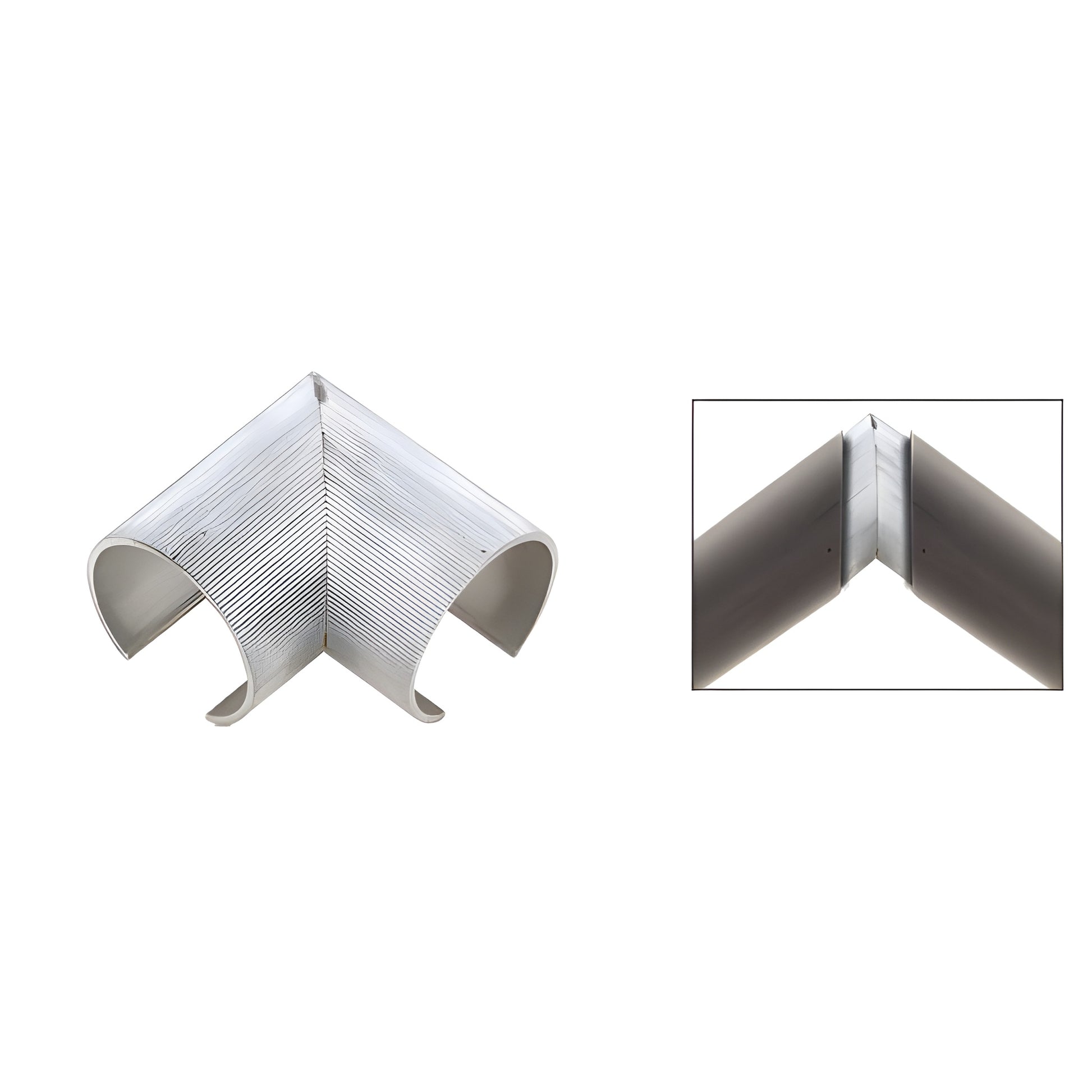 90-degree mill finish 6063-T6 aluminum internal splice sleeve for cap railing, SKU 1S3090M