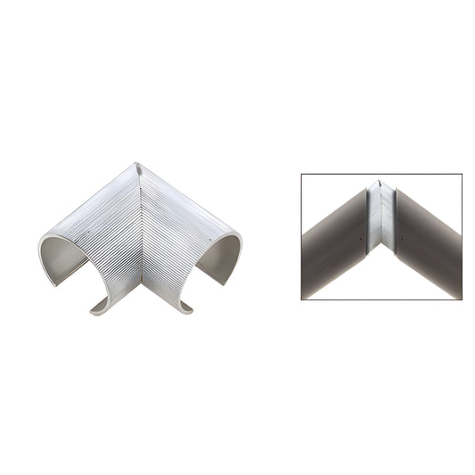 90-degree mill finish 6063-T6 aluminum internal splice sleeve for cap railing, SKU 1S3090M