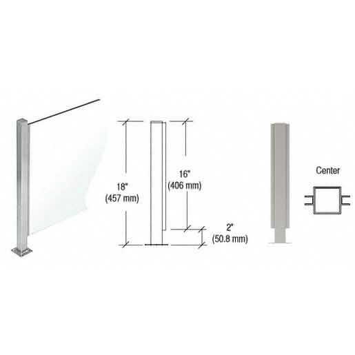 CRL Brushed Stainless 18" Mini Plaza Series Partition Center Post with U-Channel