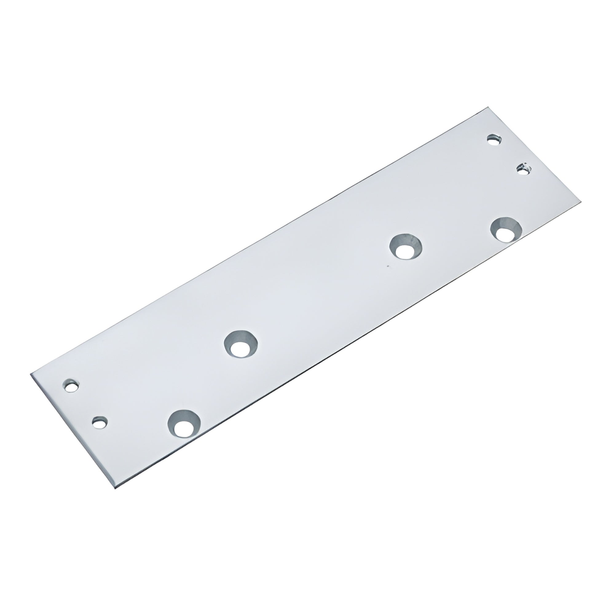 Aluminum drop plate SKU DC54NDPA for DC50/DC54/PR80 surface door closers - narrow plate with predrilled mounting holes