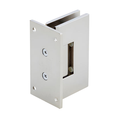 Polished nickel solid brass Vienna shower door hinge, self-centering, full back plate (SKU V1E037PN)