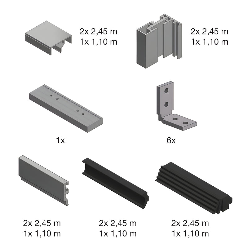 CRL Fallbrook center-pivot door frame kit, matte black, for 8-12mm glass (complete profiles, gaskets, connectors) SKU FTG2GCP