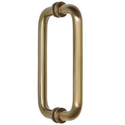 Brushed bronze solid brass rectangular shower door pull handle, back-to-back style, 3/4" dia, 8" center (SKU SPH8BBRZ)