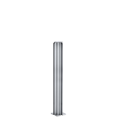 D990A14CR satin anodized aluminum 90 corner partition post with U-channel glazing for 1/4" glass, 14 in tall.