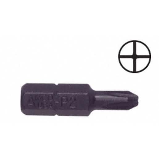 CRL 1/4" Hex No. 2 Point Undercut Phillips Insert Bit for precision fastening tasks.
