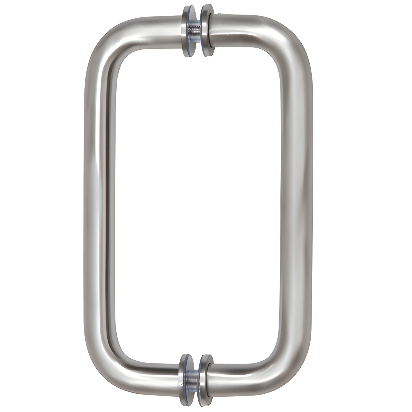 Brushed chrome solid brass back-to-back pull handle, 3/4" dia, 8" C-C, fits 1/4-1/2" glass - SKU SPH8BCH