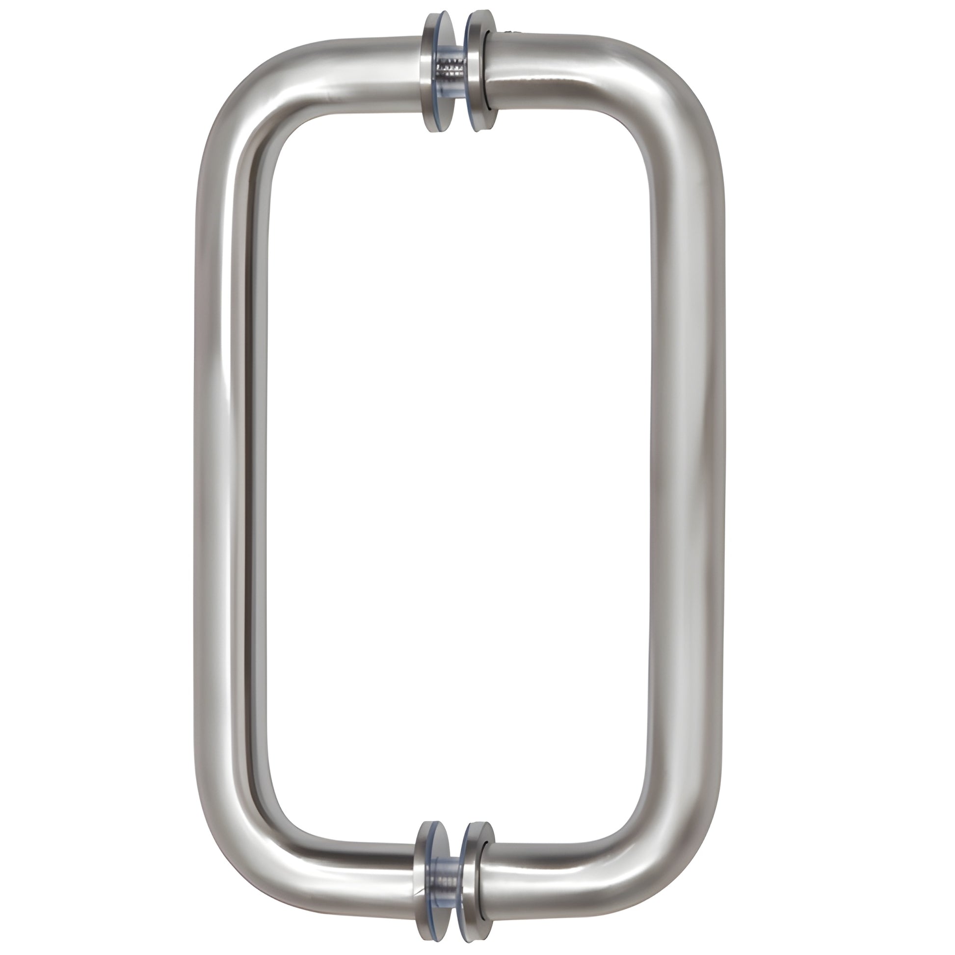 Brushed chrome solid brass back-to-back pull handle, 3/4" dia, 8" C-C, fits 1/4-1/2" glass - SKU SPH8BCH