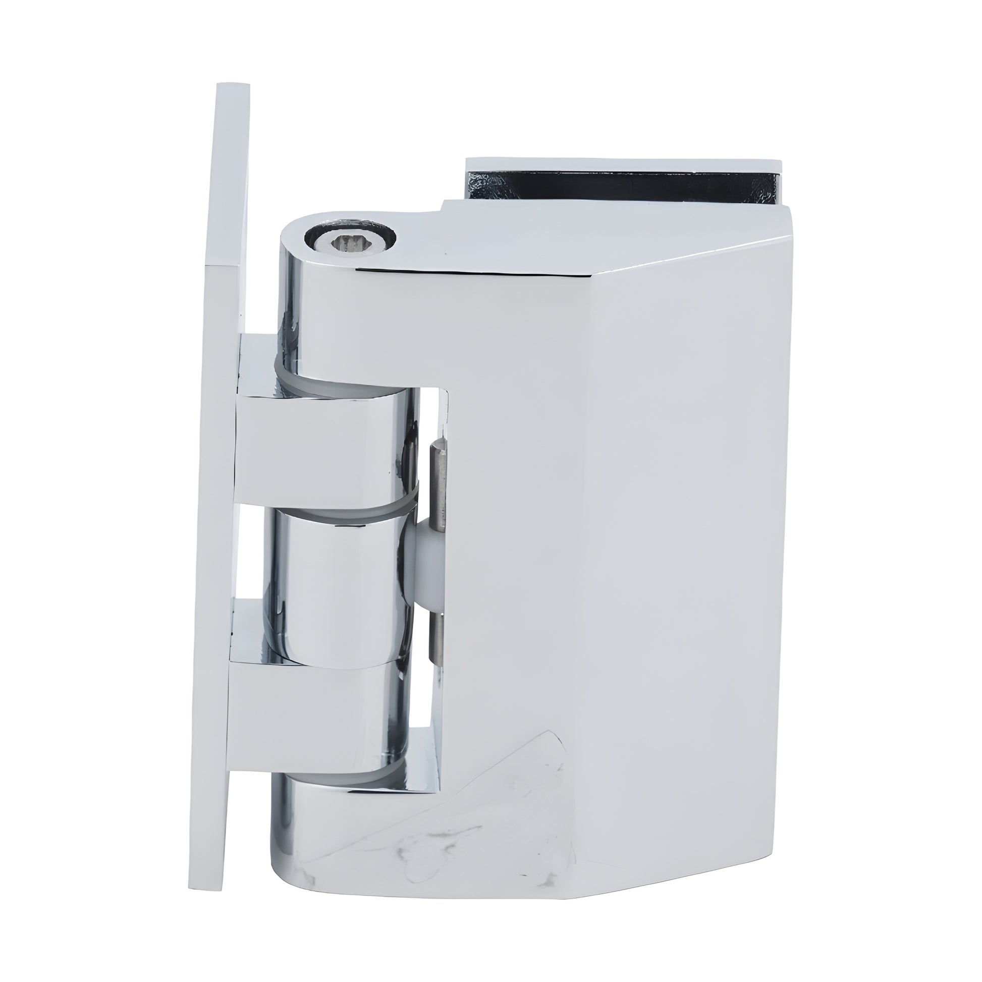 REG037CH polished chrome adjustable wall-mount brass shower hinge, self-centering, for 8-10mm glass