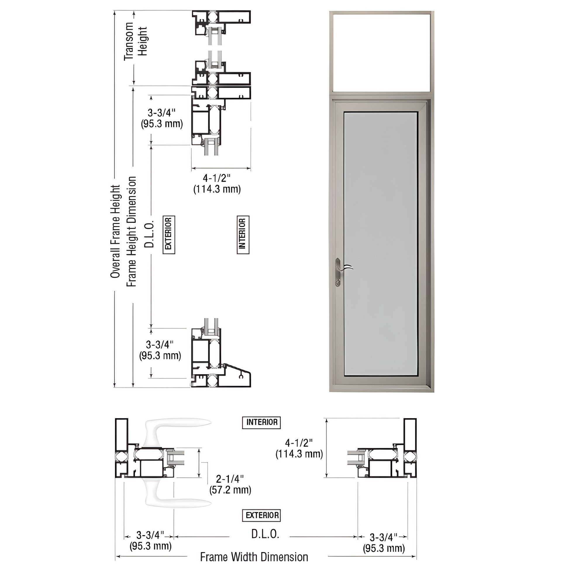 CRL Patio Door PA91211L0 - clear anodized outswing door with transom, accepts 1" IG, thermally broken 4-1/2" frame.