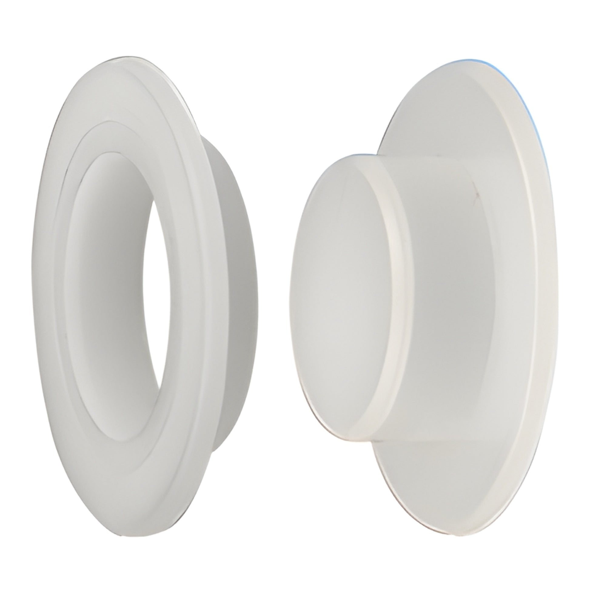 White snap-on two-piece glass door pull (SKU FP837), nylon, fits 3/16-1/4" (5-6mm) glass, for drilled 13/16" hole.