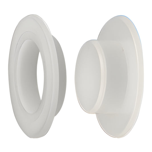 White snap-on two-piece glass door pull (SKU FP837), nylon, fits 3/16-1/4" (5-6mm) glass, for drilled 13/16" hole.