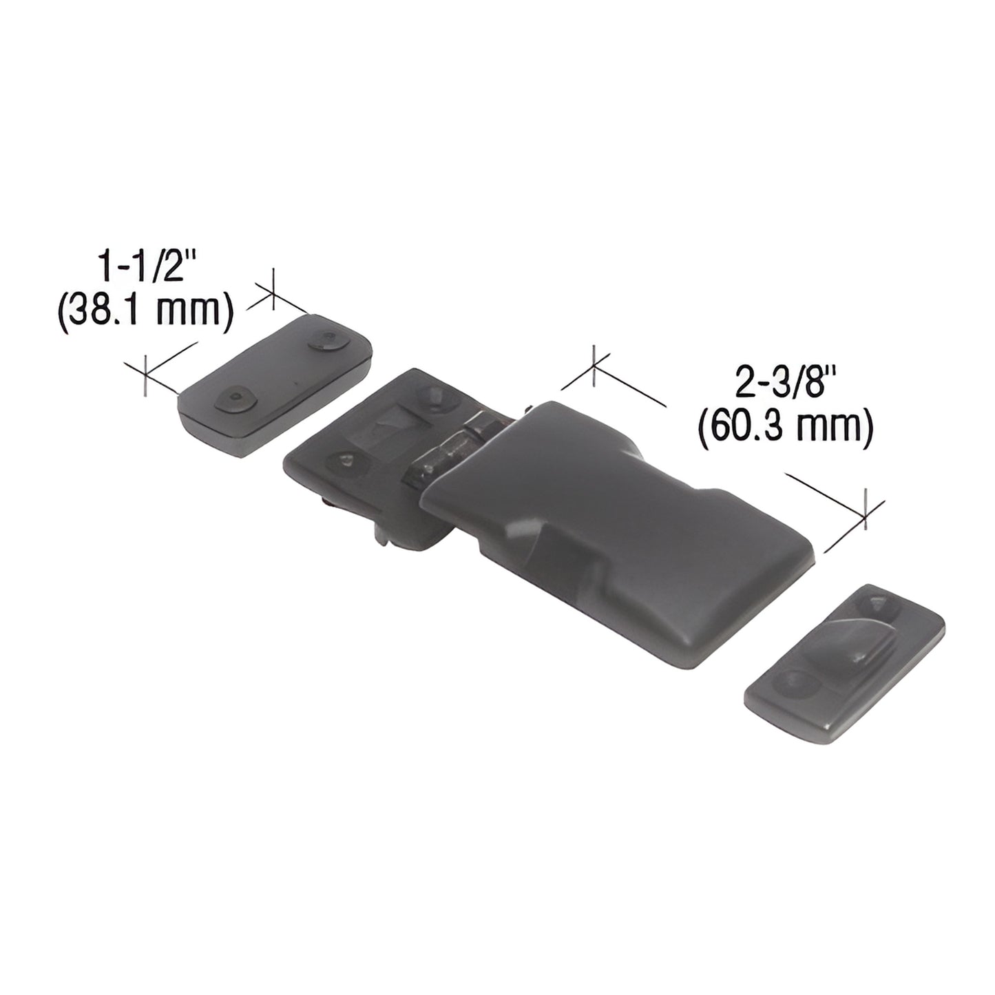 DVL5 plastic replacement rear slider latch for 1995-2001 Toyota Tacoma, gray, 2-3/8" x 1-1/2"