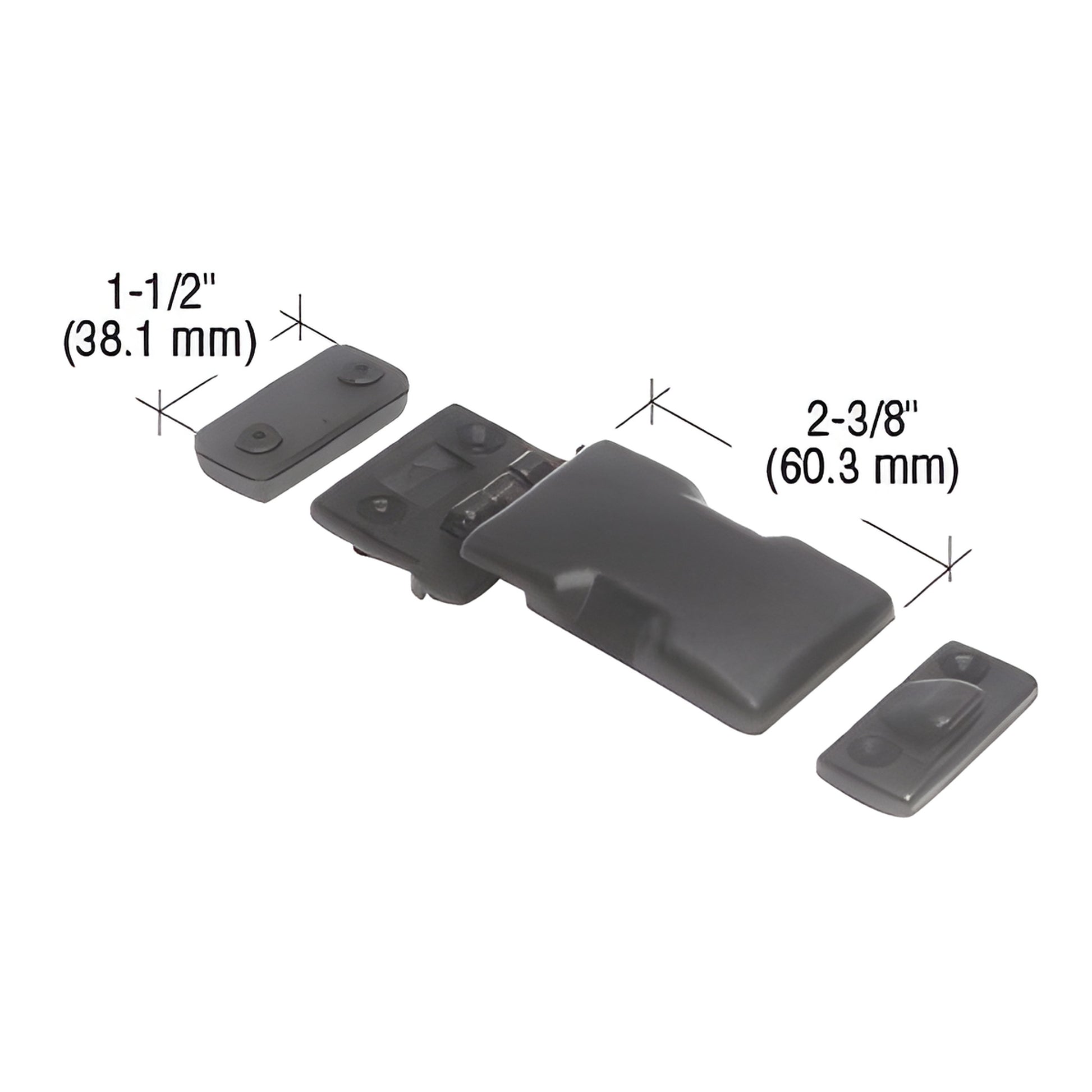 DVL5 plastic replacement rear slider latch for 1995-2001 Toyota Tacoma, gray, 2-3/8" x 1-1/2"