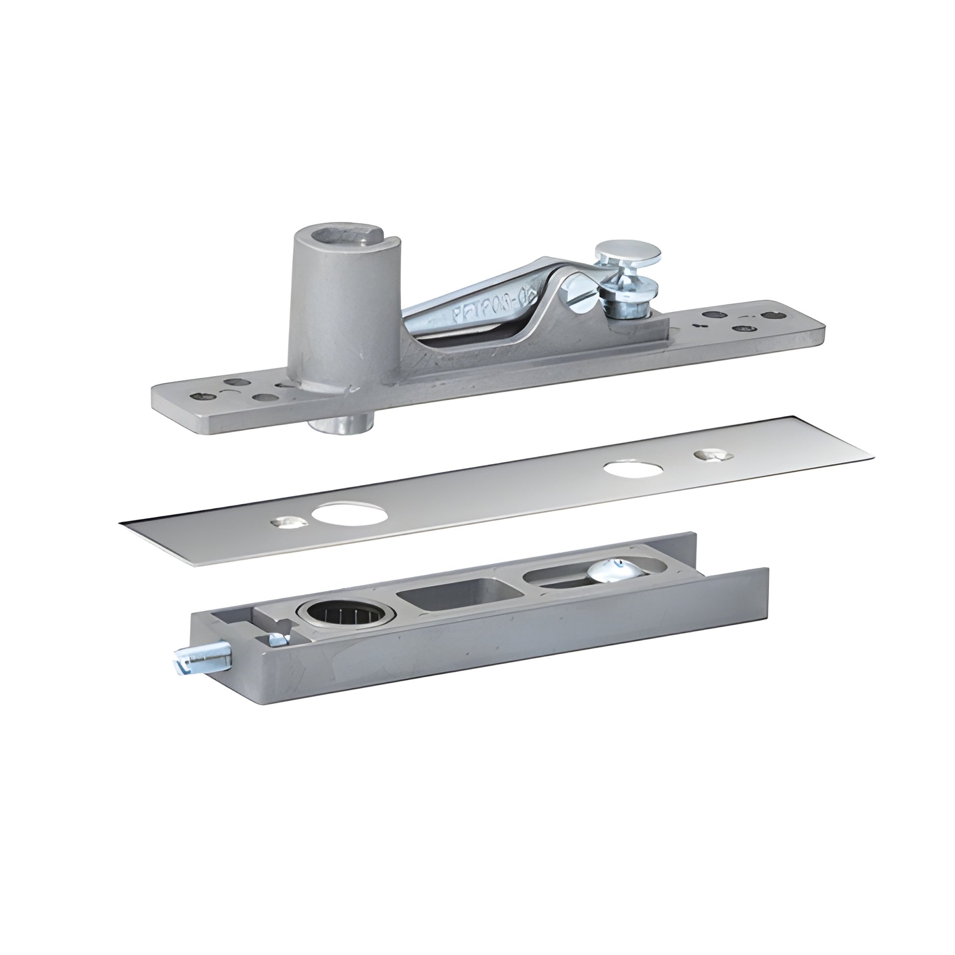CRL860PS center-hung walking-beam top pivot, polished stainless steel with adjustable arm and cover plate