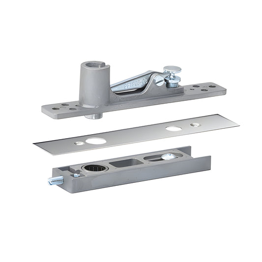 CRL860PS center-hung walking-beam top pivot, polished stainless steel with adjustable arm and cover plate