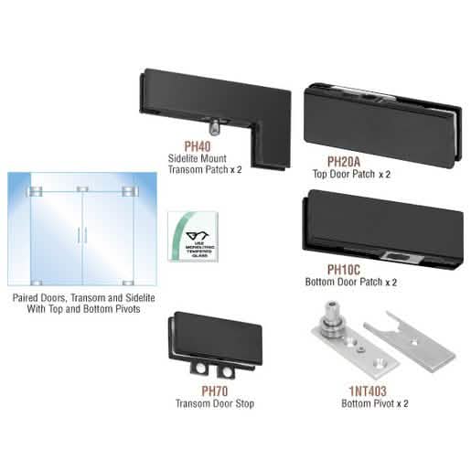 CRL Matte Black Double Door Kit with Lock for Transom & Sidelites - Sleek, Modern Design