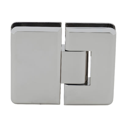 Polished nickel Cologne 180 glass-to-glass shower hinge, beveled brass design for 3/8-1/2" glass (SKU C0L180PN)