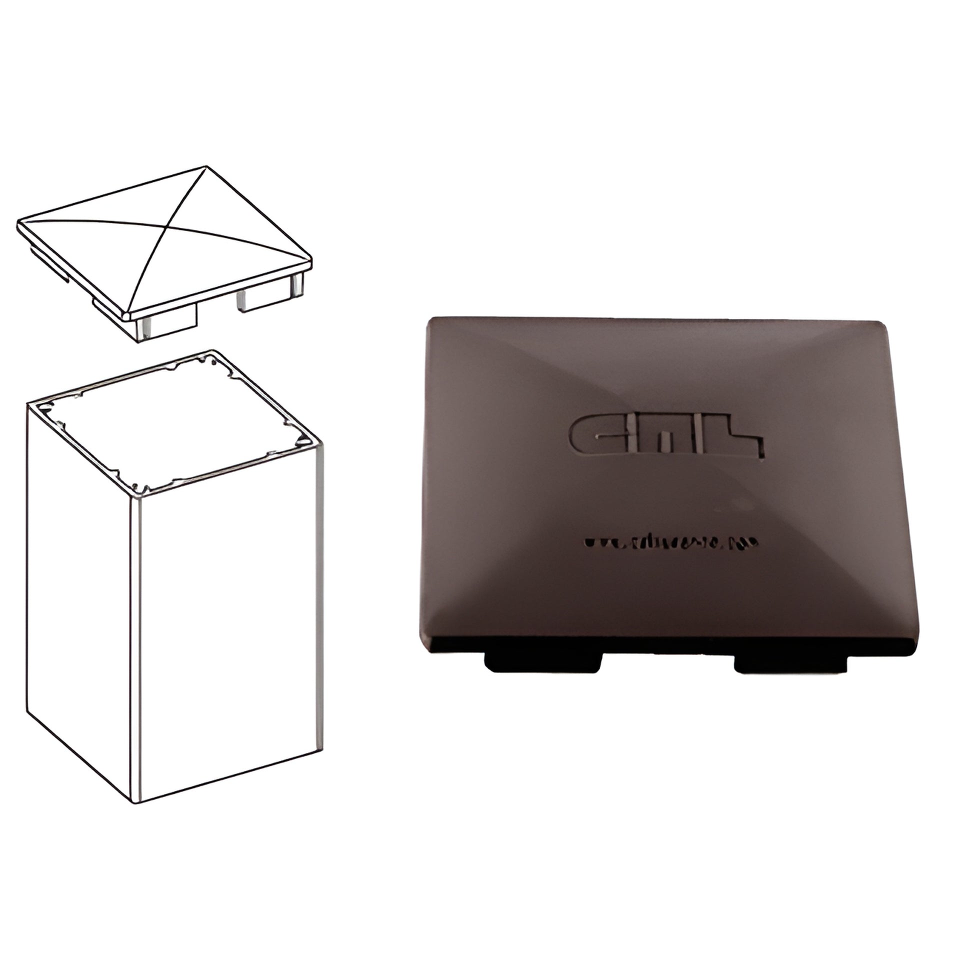 PC4BRZ matte bronze aluminum 4x4 post cap with pyramid top and snap-in tabs