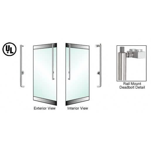 Brushed stainless left hand reverse rail mount deadbolt handle for secure doors.