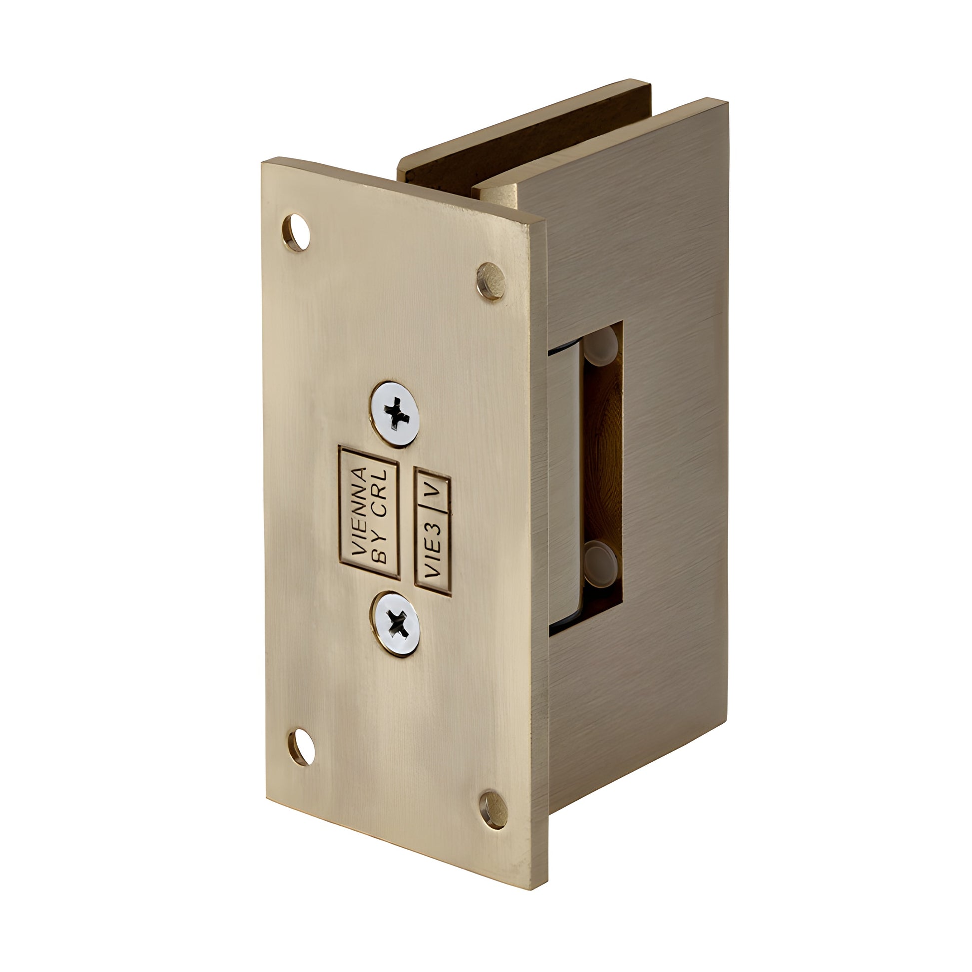 Brushed bronze Vienna adjustable shower door hinge, full back plate, brass (SKU V1E337BBRZ)