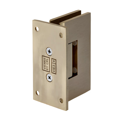 Brushed bronze Vienna adjustable shower door hinge, full back plate, brass (SKU V1E337BBRZ)