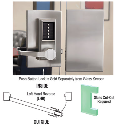 CRL 6x10 Brushed Stainless LHR Center Push Button Glass Door Lock